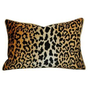 Hollywood Glam Animal Leopard Spot Safari Velvet Feather/Down Pillow New Unused